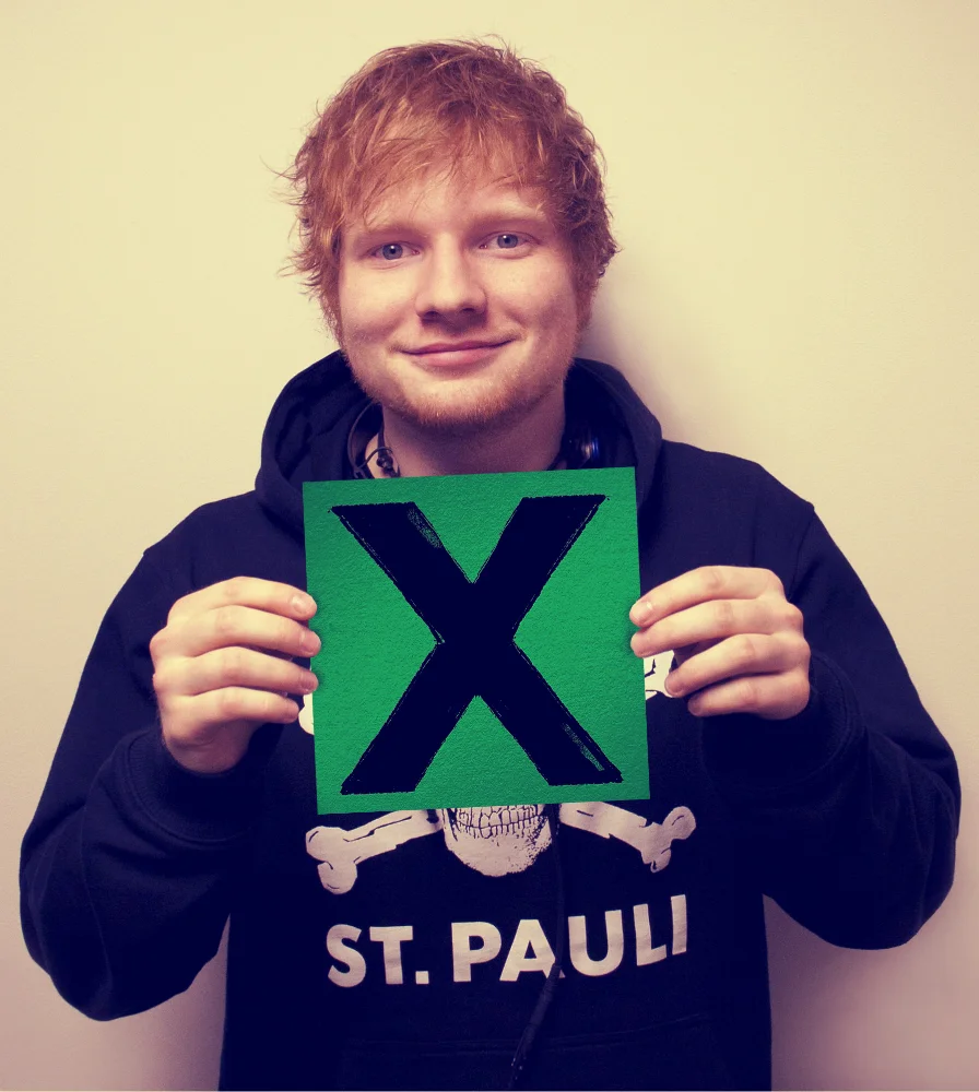 Ed Sheeran e o álbum "X. Foto: Divulgação / Internet