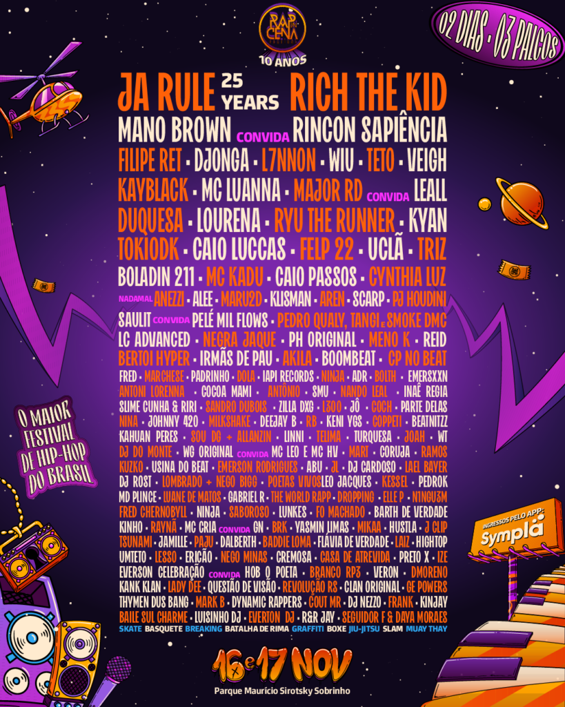 Line UP Rap In Cena 10 anos.